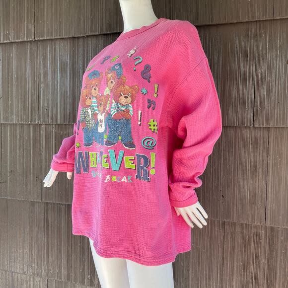 š„Vintage USA Whatever! Give Me A Break Bears Pink Barbiecore Pullover Sweater - Picture 4 of 16